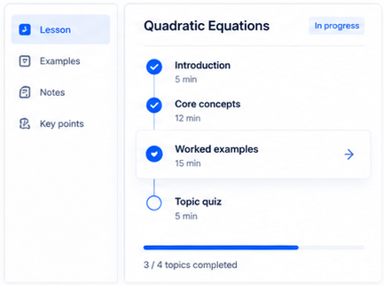 Learn clearly dashboard view