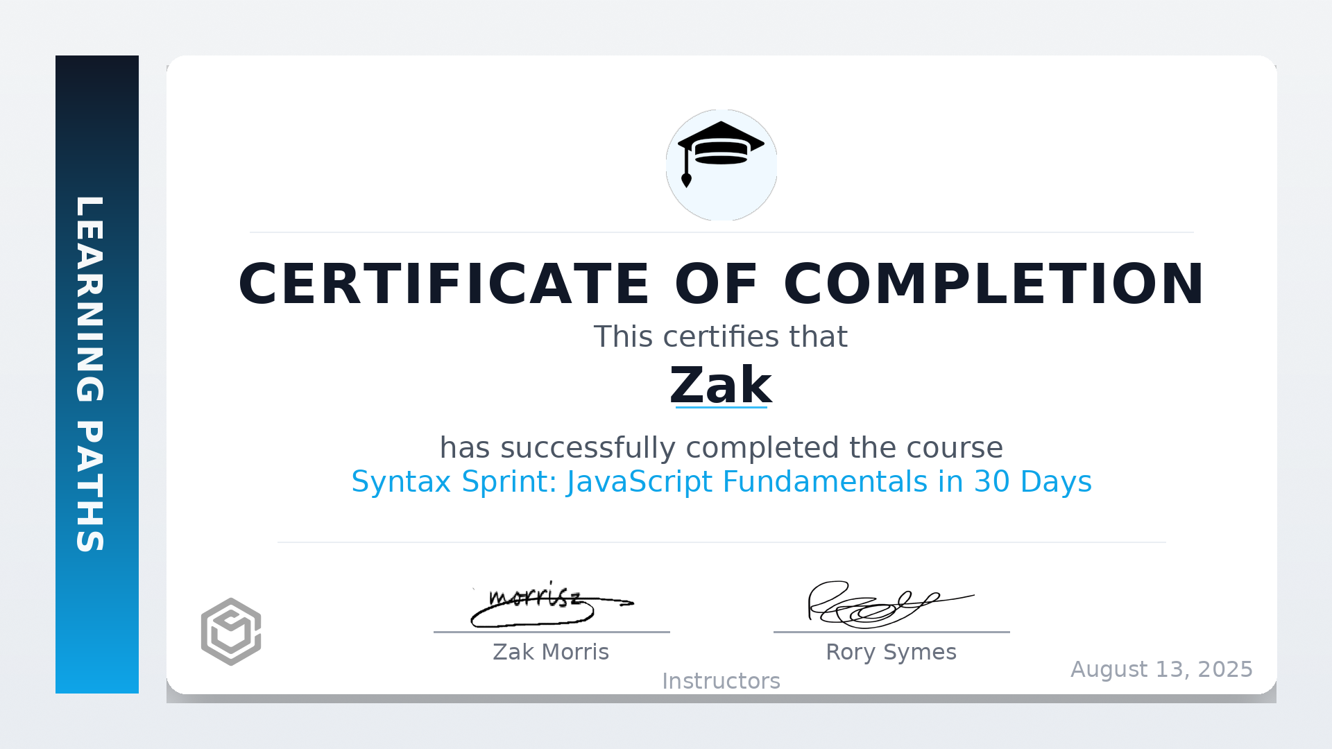 Certificate of Completion